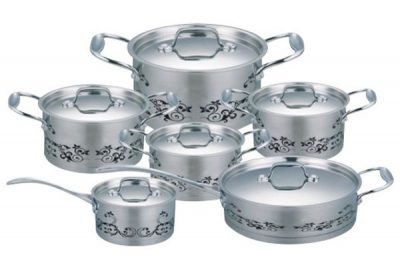 SC-1270 12 PCS Straight Shape Stainless Steel Cookware Set