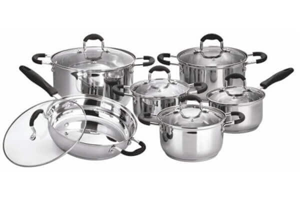 SC-1298 12 PCS Stainless Steel Cookware Set