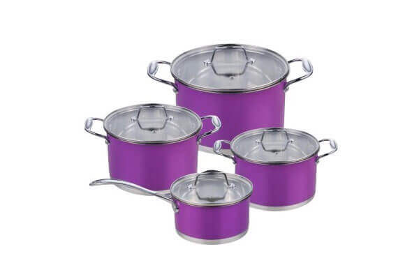 SC-0864C 8 PCS Straight Shape Stainless Steel Cookware Set