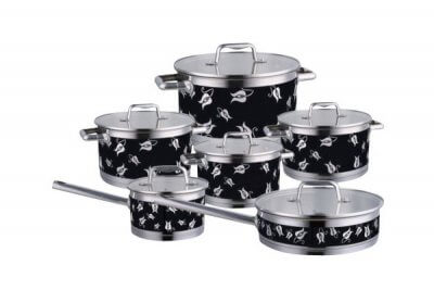 SC-1245C 12 PCS Straight Shape Stainless Steel Cookware Set