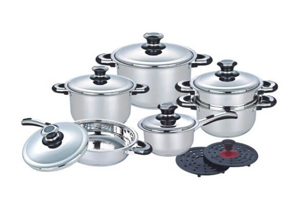 SC-1410 14 PCS Wide Edge Stainless Steel Cookware Sets