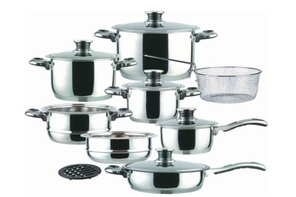 SC-1502 15 PCS Wide Edge Stainless Steel Cookware Sets