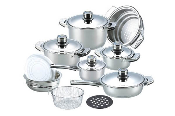 SC-1604 16 PCS Wide Edge Stainless Steel Cookware Sets