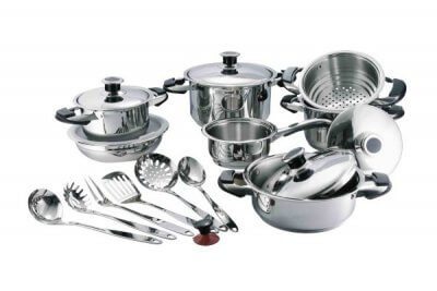 SC-1903 19 PCS Wide Edge Stainless Steel Cookware Sets