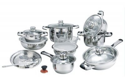 SC-2101 21 PCS Stainless Steel Wide Edge Cookware Set