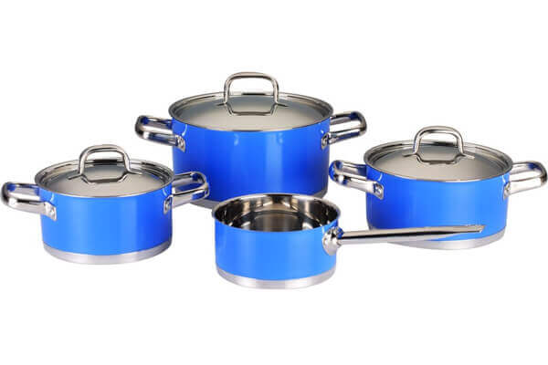SC-0745C 7 PCS Straight Shape Stainless Steel Cookware Set,Blue