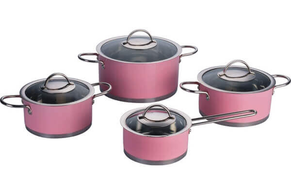 SC-0855C 8 PCS Straight Shape Stainless Steel Cookware Set