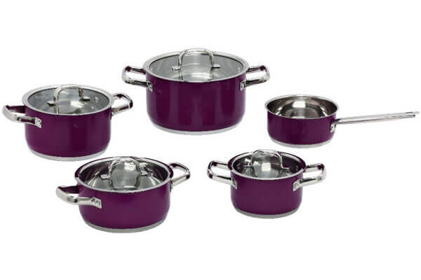SC-0943C 9 PCS Belly Shape Stainless Steel Cookware Set