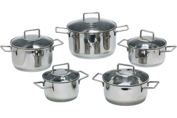 SC-1021 10 PCS Straight Shape Stainless Steel Cookware Set