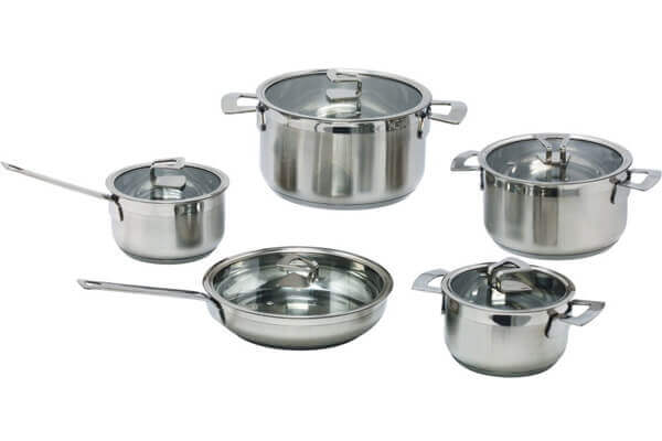 SC-1022 10 PCS Belly Shape Stainless Steel Cookware Set