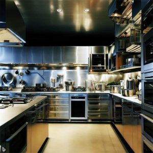A modern kitchen filled with stainless steel appliances
