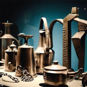 Historical artifacts made from metals to depict the evolution leading up to stainless steel